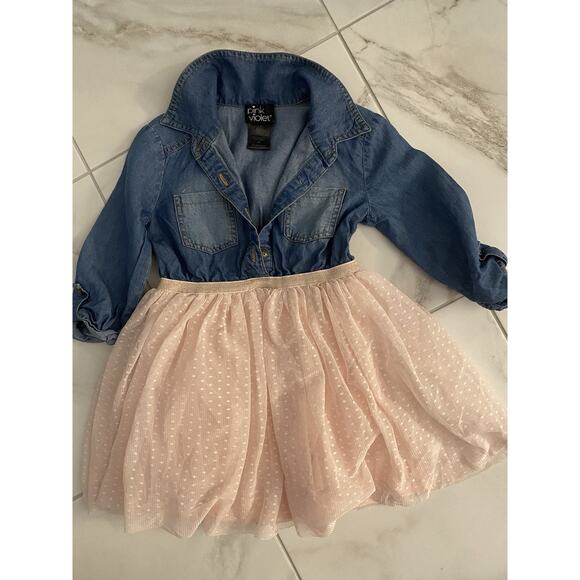 Pink Violet Dress Girls sz 3T Denim And Pink - Picture 1 of 7